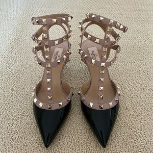 Valentino Black and Cream Studded Heels (Brand New)